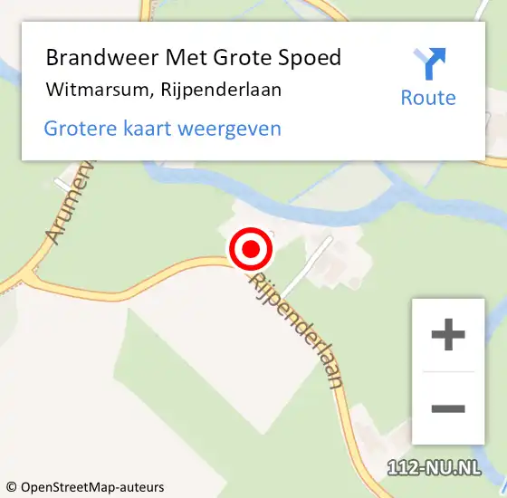 Locatie op kaart van de 112 melding: Brandweer Met Grote Spoed Naar Witmarsum, Rijpenderlaan op 16 december 2016 23:40