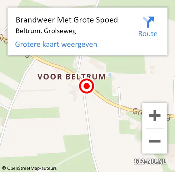 Locatie op kaart van de 112 melding: Brandweer Met Grote Spoed Naar Beltrum, Grolseweg op 17 december 2016 01:02