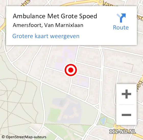 Locatie op kaart van de 112 melding: Ambulance Met Grote Spoed Naar Amersfoort, Van Marnixlaan op 17 december 2016 04:56