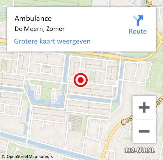 Locatie op kaart van de 112 melding: Ambulance De Meern, Zomer op 17 december 2016 07:12