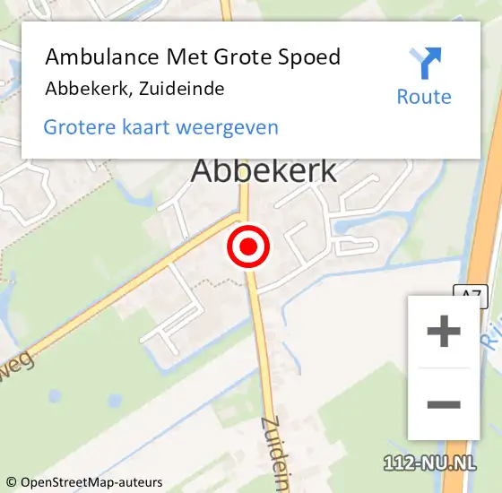 Locatie op kaart van de 112 melding: Ambulance Met Grote Spoed Naar Abbekerk, Zuideinde op 17 december 2016 07:48