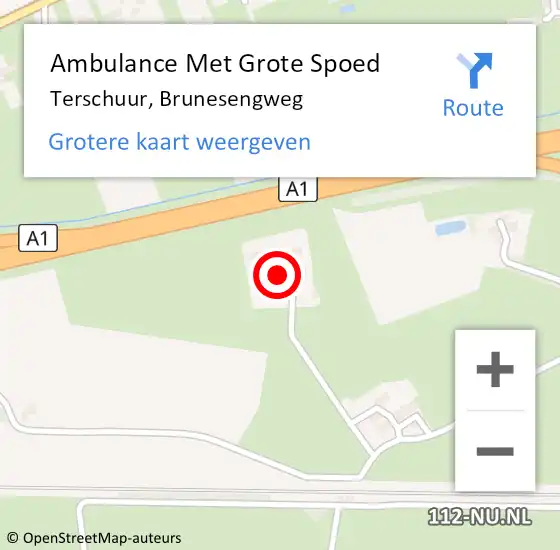 Locatie op kaart van de 112 melding: Ambulance Met Grote Spoed Naar Terschuur, Brunesengweg op 17 december 2016 08:07