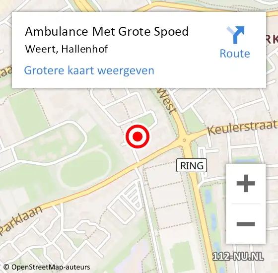 Locatie op kaart van de 112 melding: Ambulance Met Grote Spoed Naar Weert, Hallenhof op 4 januari 2014 19:46