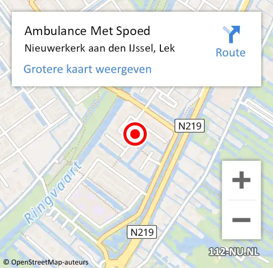 Locatie op kaart van de 112 melding: Ambulance Met Spoed Naar Nieuwerkerk aan den IJssel, Lek op 17 december 2016 09:51