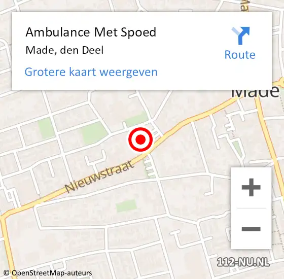 Locatie op kaart van de 112 melding: Ambulance Met Spoed Naar Made, den Deel op 17 december 2016 10:02