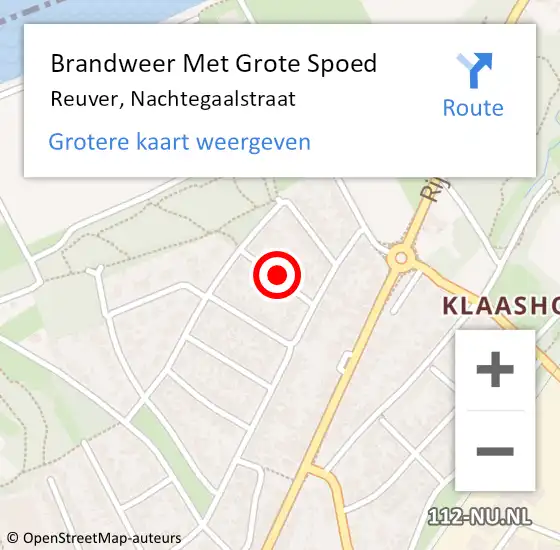 Locatie op kaart van de 112 melding: Brandweer Met Grote Spoed Naar Reuver, Nachtegaalstraat op 17 december 2016 10:03