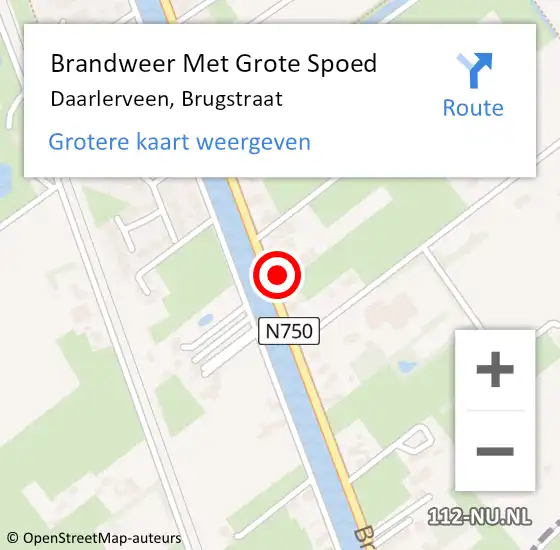 Locatie op kaart van de 112 melding: Brandweer Met Grote Spoed Naar Daarlerveen, Brugstraat op 17 december 2016 10:08