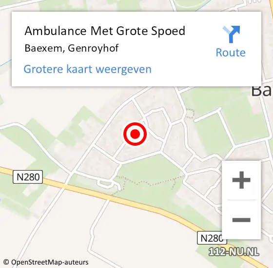 Locatie op kaart van de 112 melding: Ambulance Met Grote Spoed Naar Baexem, Genroyhof op 17 december 2016 10:23