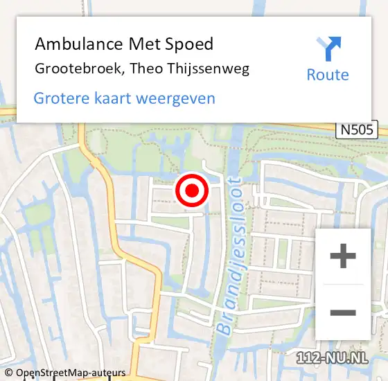 Locatie op kaart van de 112 melding: Ambulance Met Spoed Naar Grootebroek, Theo Thijssenweg op 17 december 2016 10:36