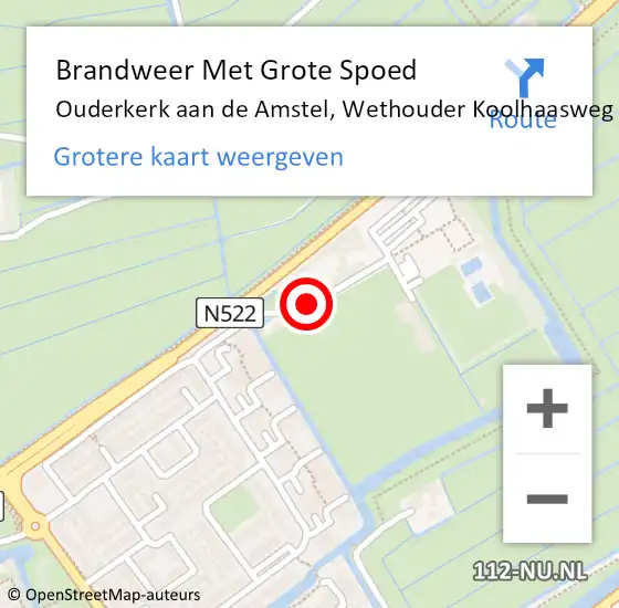 Locatie op kaart van de 112 melding: Brandweer Met Grote Spoed Naar Ouderkerk aan de Amstel, Wethouder Koolhaasweg op 17 december 2016 10:40