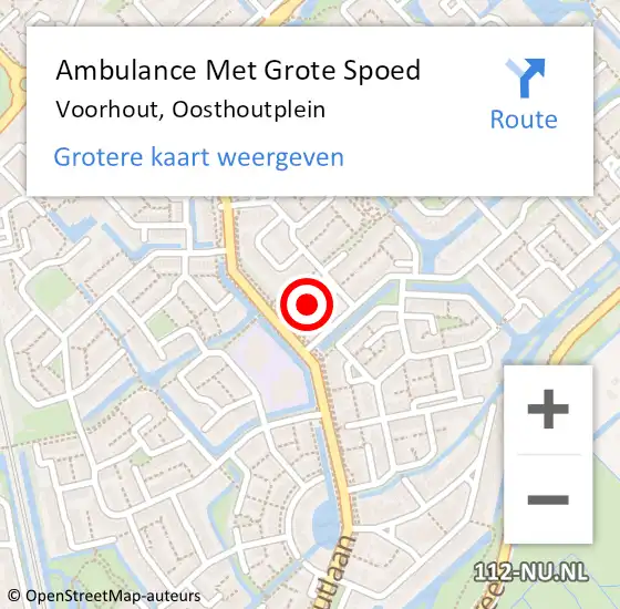 Locatie op kaart van de 112 melding: Ambulance Met Grote Spoed Naar Voorhout, Oosthoutplein op 17 december 2016 10:52