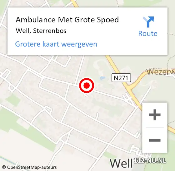 Locatie op kaart van de 112 melding: Ambulance Met Grote Spoed Naar Well, Sterrenbos op 17 december 2016 11:59