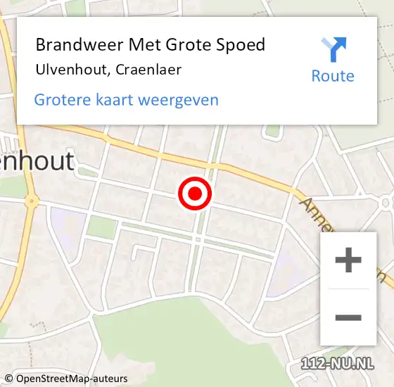 Locatie op kaart van de 112 melding: Brandweer Met Grote Spoed Naar Ulvenhout, Craenlaer op 17 december 2016 12:08