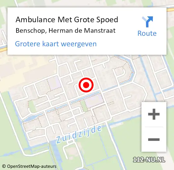 Locatie op kaart van de 112 melding: Ambulance Met Grote Spoed Naar Benschop, Herman de Manstraat op 17 december 2016 12:33