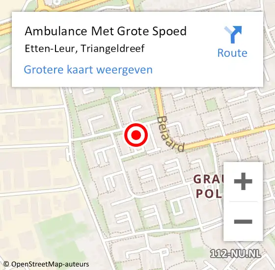 Locatie op kaart van de 112 melding: Ambulance Met Grote Spoed Naar Etten-Leur, Triangeldreef op 17 december 2016 13:09