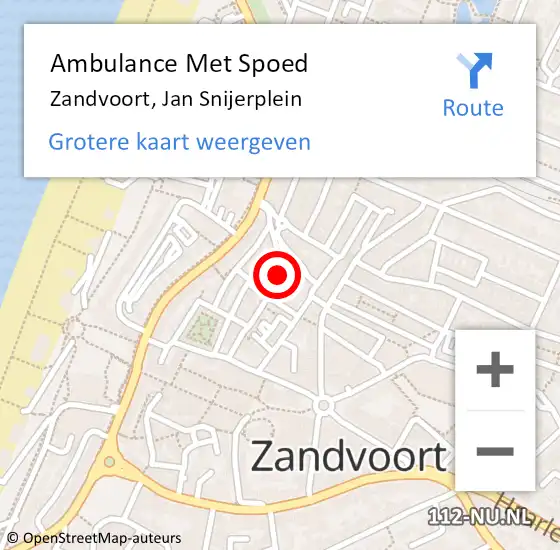 Locatie op kaart van de 112 melding: Ambulance Met Spoed Naar Zandvoort, Jan Snijerplein op 17 december 2016 13:27