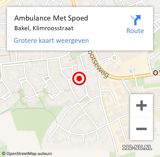 Locatie op kaart van de 112 melding: Ambulance Met Spoed Naar Bakel, Klimroosstraat op 17 december 2016 13:51