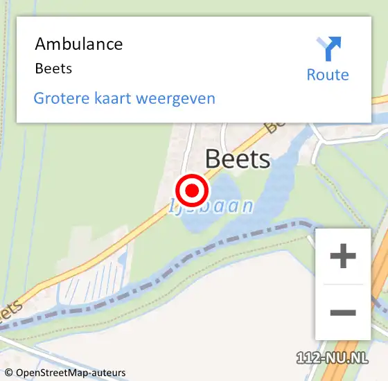 Locatie op kaart van de 112 melding: Ambulance Beets op 17 december 2016 14:17