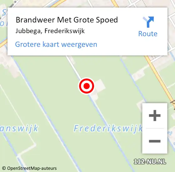 Locatie op kaart van de 112 melding: Brandweer Met Grote Spoed Naar Jubbega, Frederikswijk op 17 december 2016 14:22