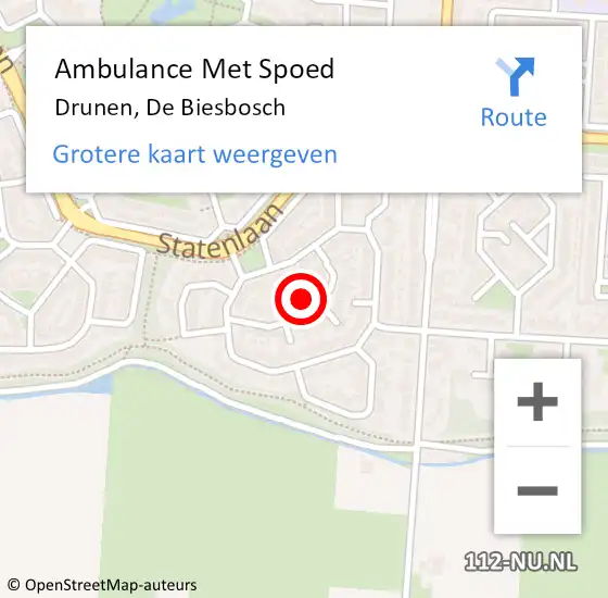 Locatie op kaart van de 112 melding: Ambulance Met Spoed Naar Drunen, De Biesbosch op 17 december 2016 14:40