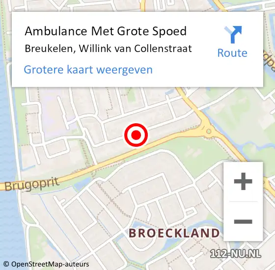 Locatie op kaart van de 112 melding: Ambulance Met Grote Spoed Naar Breukelen, Willink van Collenstraat op 17 december 2016 15:08