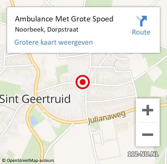 Locatie op kaart van de 112 melding: Ambulance Met Grote Spoed Naar Noorbeek, Dorpstraat op 4 januari 2014 20:19