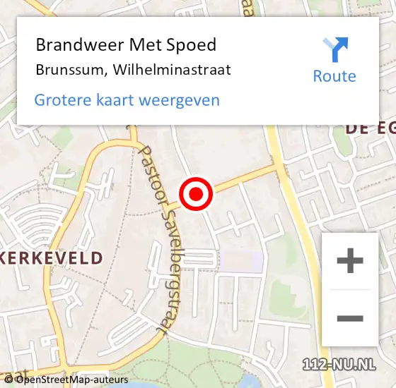 Locatie op kaart van de 112 melding: Brandweer Met Spoed Naar Brunssum, Wilhelminastraat op 17 december 2016 16:07