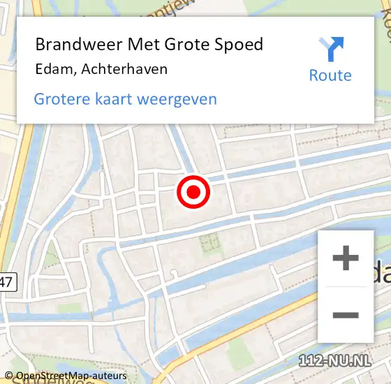 Locatie op kaart van de 112 melding: Brandweer Met Grote Spoed Naar Edam, Achterhaven op 17 december 2016 16:37