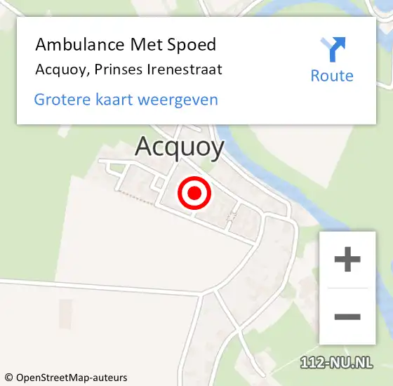 Locatie op kaart van de 112 melding: Ambulance Met Spoed Naar Acquoy, Prinses Irenestraat op 17 december 2016 16:45