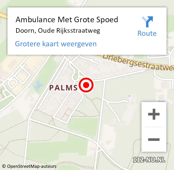 Locatie op kaart van de 112 melding: Ambulance Met Grote Spoed Naar Doorn, Oude Rijksstraatweg op 17 december 2016 17:12