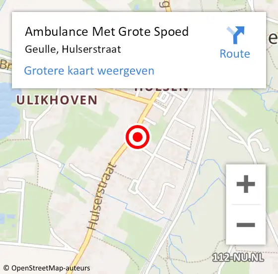 Locatie op kaart van de 112 melding: Ambulance Met Grote Spoed Naar Geulle, Hulserstraat op 4 januari 2014 20:36