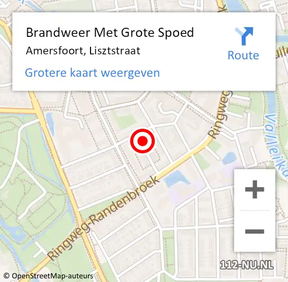 Locatie op kaart van de 112 melding: Brandweer Met Grote Spoed Naar Amersfoort, Lisztstraat op 17 december 2016 19:10