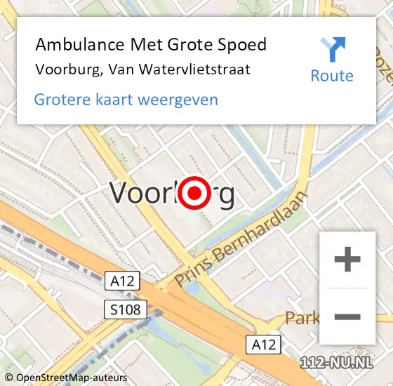 Locatie op kaart van de 112 melding: Ambulance Met Grote Spoed Naar Voorburg, Van Watervlietstraat op 17 december 2016 19:39