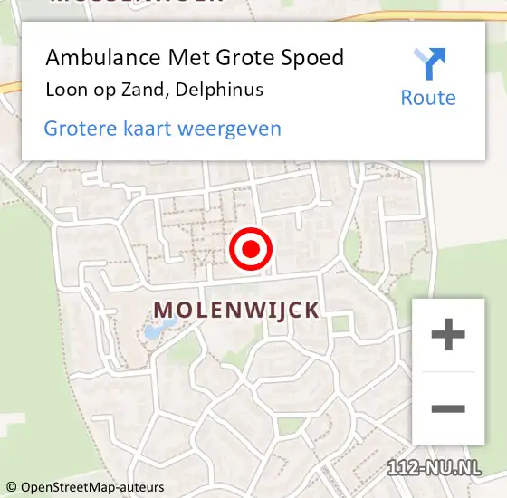Locatie op kaart van de 112 melding: Ambulance Met Grote Spoed Naar Loon op Zand, Delphinus op 17 december 2016 19:51