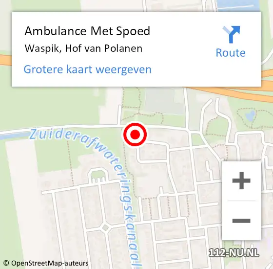 Locatie op kaart van de 112 melding: Ambulance Met Spoed Naar Waspik, Hof van Polanen op 17 december 2016 21:09