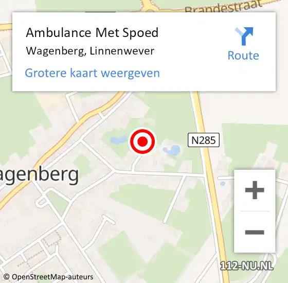 Locatie op kaart van de 112 melding: Ambulance Met Spoed Naar Wagenberg, Linnenwever op 17 december 2016 21:27