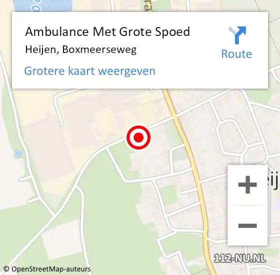 Locatie op kaart van de 112 melding: Ambulance Met Grote Spoed Naar Heijen, Boxmeerseweg op 17 december 2016 21:31