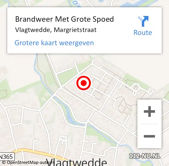 Locatie op kaart van de 112 melding: Brandweer Met Grote Spoed Naar Vlagtwedde, Margrietstraat op 4 januari 2014 20:50