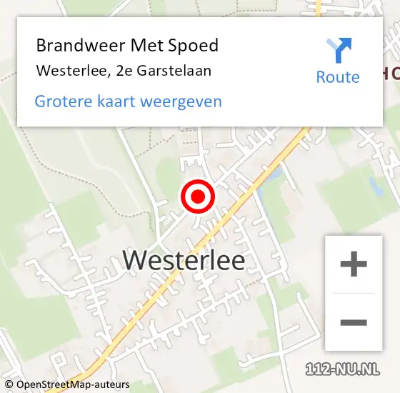 Locatie op kaart van de 112 melding: Brandweer Met Spoed Naar Westerlee, 2e Garstelaan op 17 december 2016 22:04