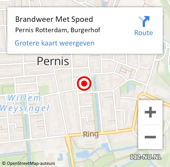 Locatie op kaart van de 112 melding: Brandweer Met Spoed Naar Pernis Rotterdam, Burgerhof op 17 december 2016 23:03