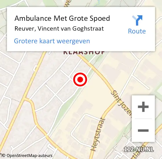 Locatie op kaart van de 112 melding: Ambulance Met Grote Spoed Naar Reuver, Vincent van Goghstraat op 18 december 2016 00:04