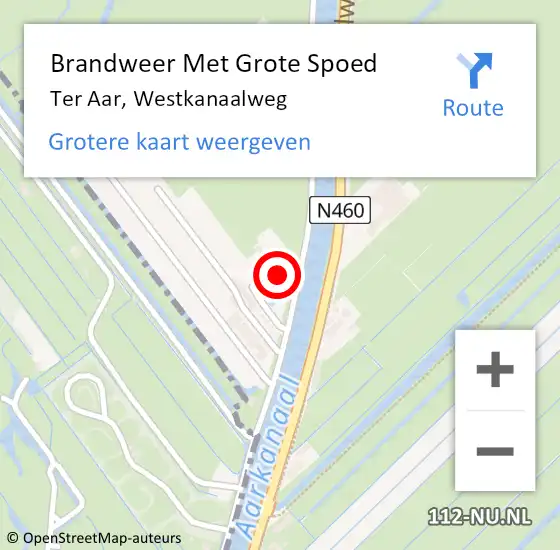 Locatie op kaart van de 112 melding: Brandweer Met Grote Spoed Naar Ter Aar, Westkanaalweg op 18 december 2016 00:20