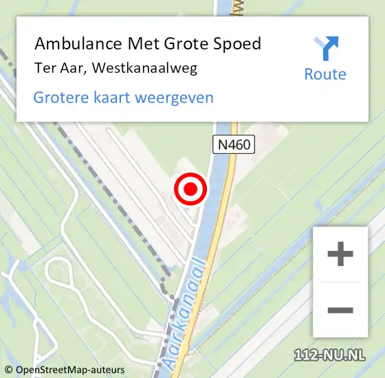 Locatie op kaart van de 112 melding: Ambulance Met Grote Spoed Naar Ter Aar, Westkanaalweg op 18 december 2016 00:20