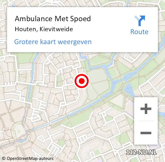 Locatie op kaart van de 112 melding: Ambulance Met Spoed Naar Houten, Kievitweide op 18 december 2016 00:35