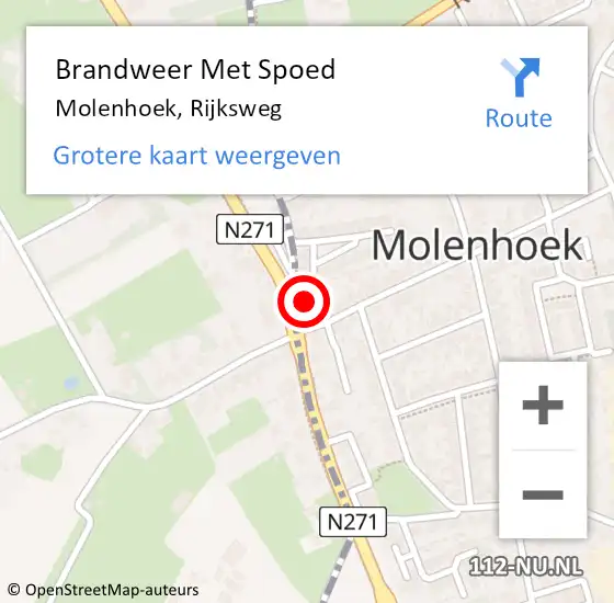 Locatie op kaart van de 112 melding: Brandweer Met Spoed Naar Molenhoek, Rijksweg op 18 december 2016 00:46