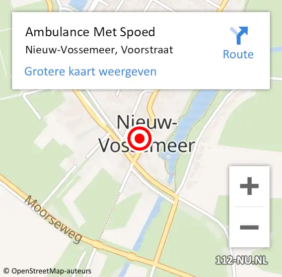 Locatie op kaart van de 112 melding: Ambulance Met Spoed Naar Nieuw-Vossemeer, Voorstraat op 18 december 2016 00:54