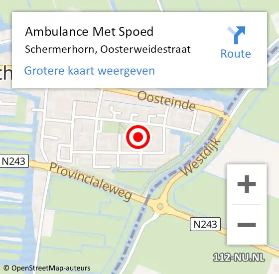 Locatie op kaart van de 112 melding: Ambulance Met Spoed Naar Schermerhorn, Oosterweidestraat op 18 december 2016 01:10