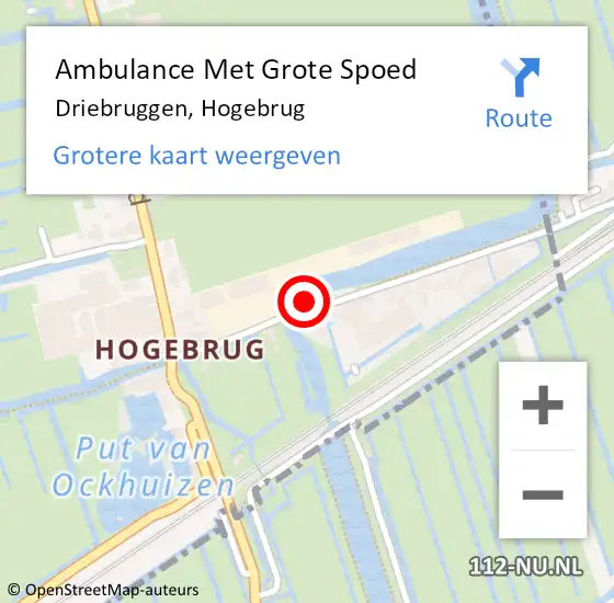 Locatie op kaart van de 112 melding: Ambulance Met Grote Spoed Naar Driebruggen, Hogebrug op 18 december 2016 02:14