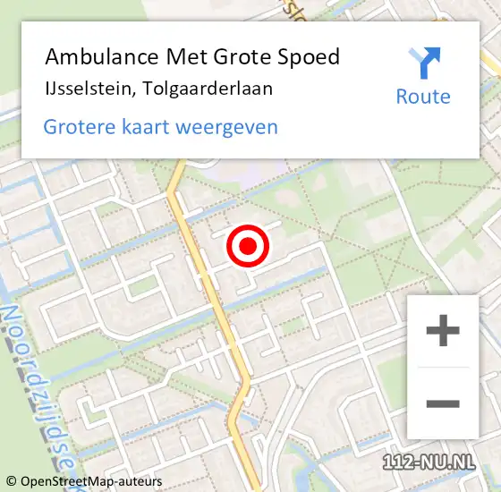 Locatie op kaart van de 112 melding: Ambulance Met Grote Spoed Naar IJsselstein, Tolgaarderlaan op 18 december 2016 02:16