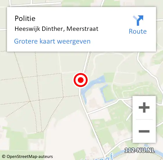 Locatie op kaart van de 112 melding: Politie Heeswijk Dinther, Meerstraat op 4 januari 2014 21:18